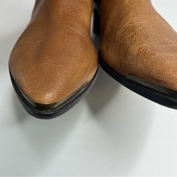 Lucky Brand Brown Leather Side Zip Ankle Boots Size 12 - Picture 9 of 13